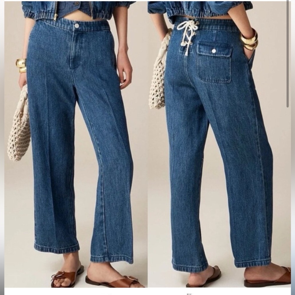 J. Crew lace up drapey wide leg jeans size 26 EUC